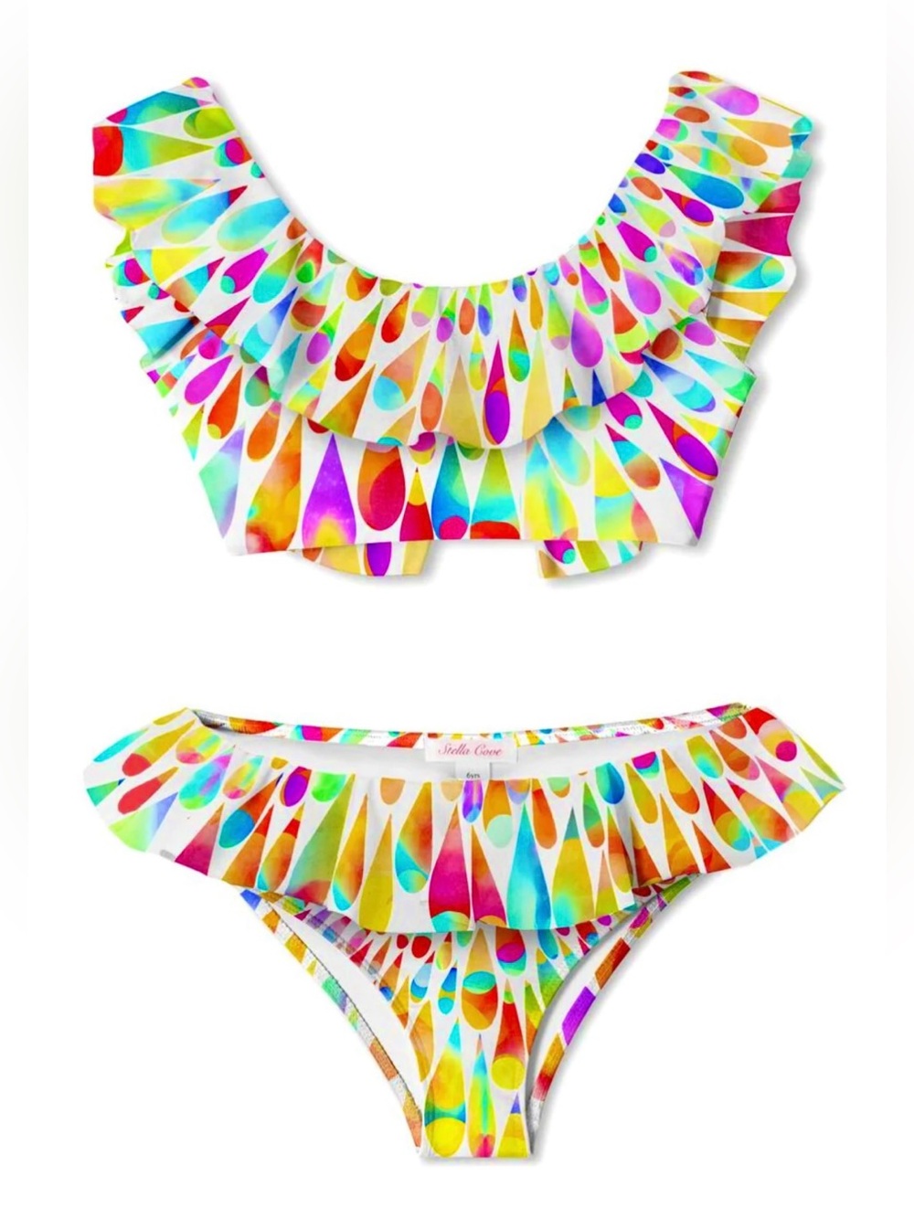 Stella Cove Two-Piece Bikini in Multicolor Waterdrop Print 6Y